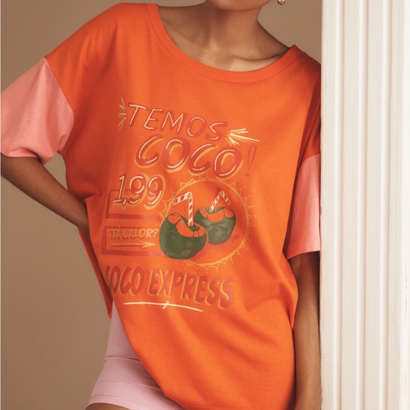 Farm Rio Orange Graphic T-Shirt with Coconut Design “Come to Brazil” 🥥 🌴 - Picture 4 of 7